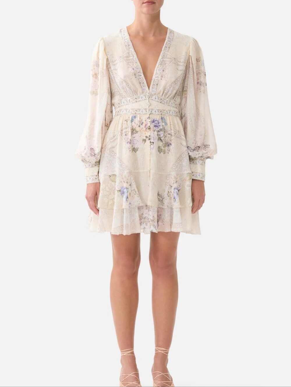 Camilla Button Front Frill Dress In Laced With Love